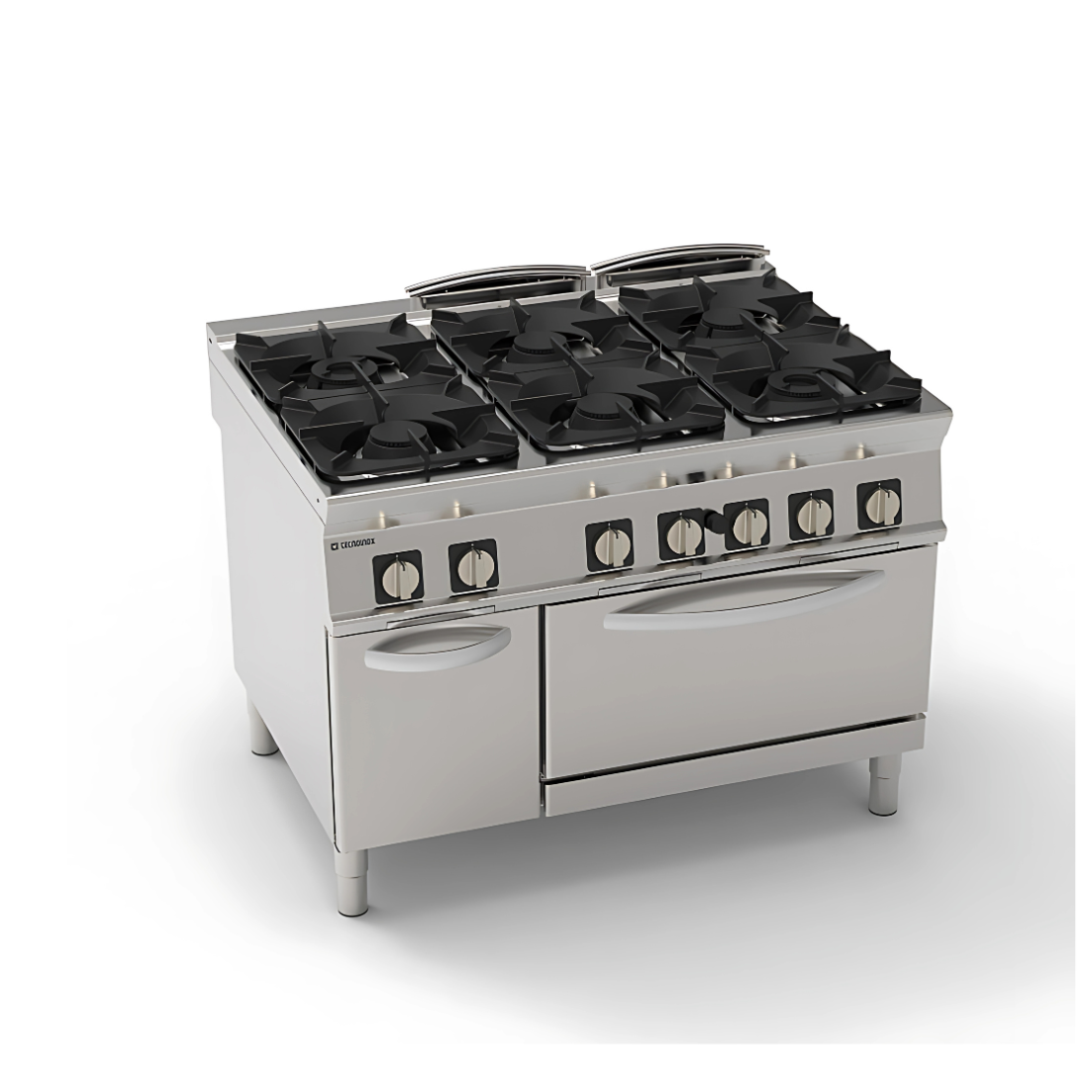 Tecnoinox PFG12GG9 (313216), 6 BURNERS GAS BOILING TOP WITH CAST IRON GRIDS ON GN 2/1GAS STATIC OVEN WITH 1 GR
