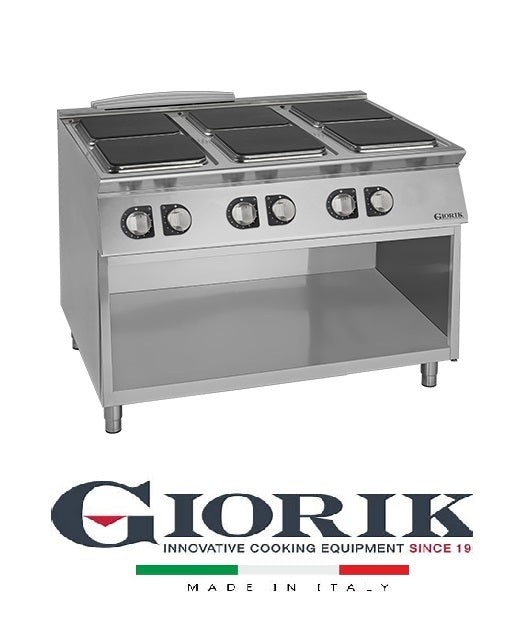 Giorik CE96QG KITCHEN 6 ELECTRIC SQUARE PLATES ON OPEN CABINET